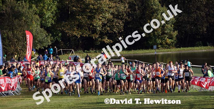 Start of senior men  National Cross Country Relays, Berry Hill Park, Mansfield. Photo: David T. Hewitson/Sports for All Pics